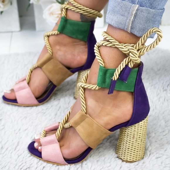 Shoes - New! Women's Hemp Rope Lace Up Platform Sandals